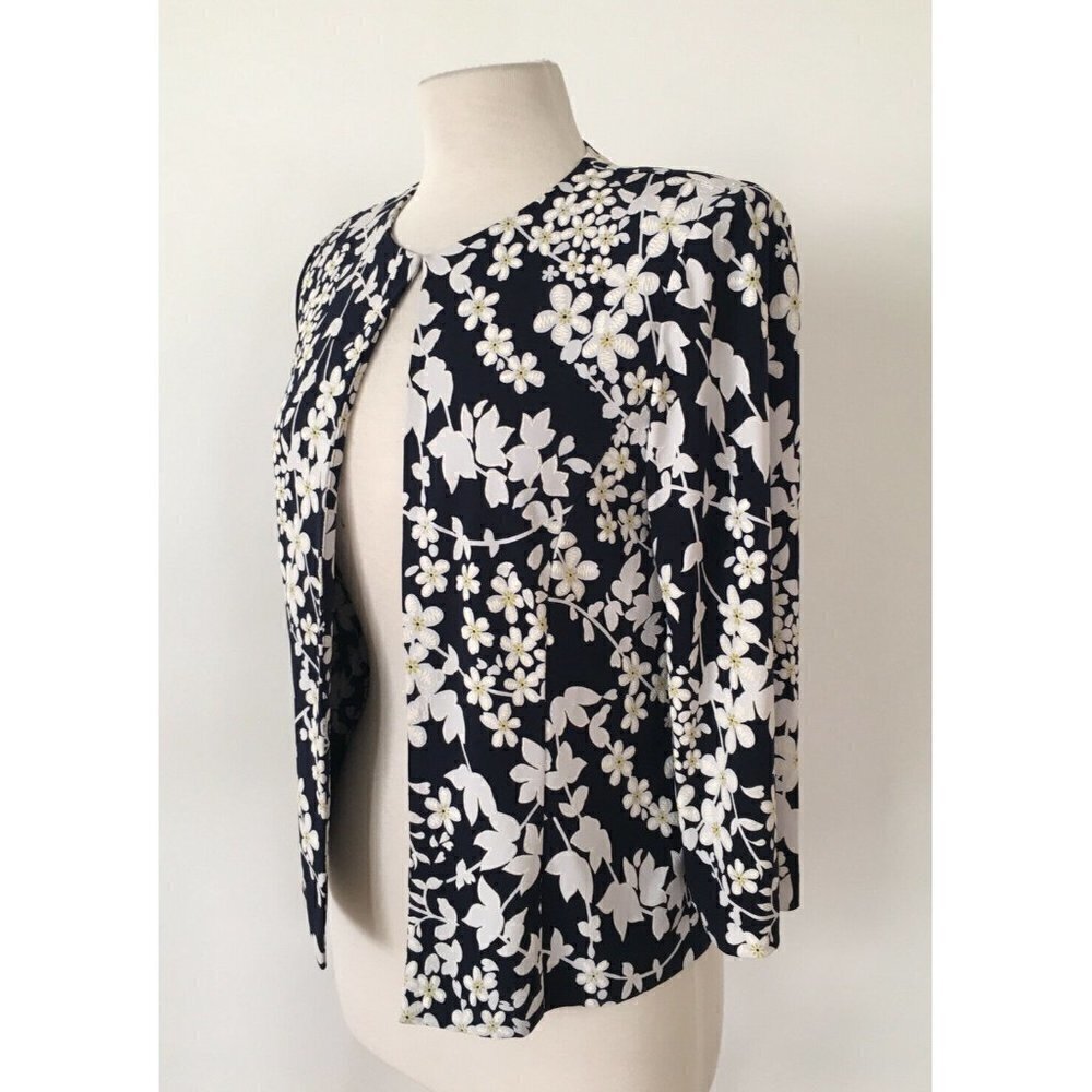 Jessica Howard White Floral Print Jacket Size 6 - Picture 4 of 5